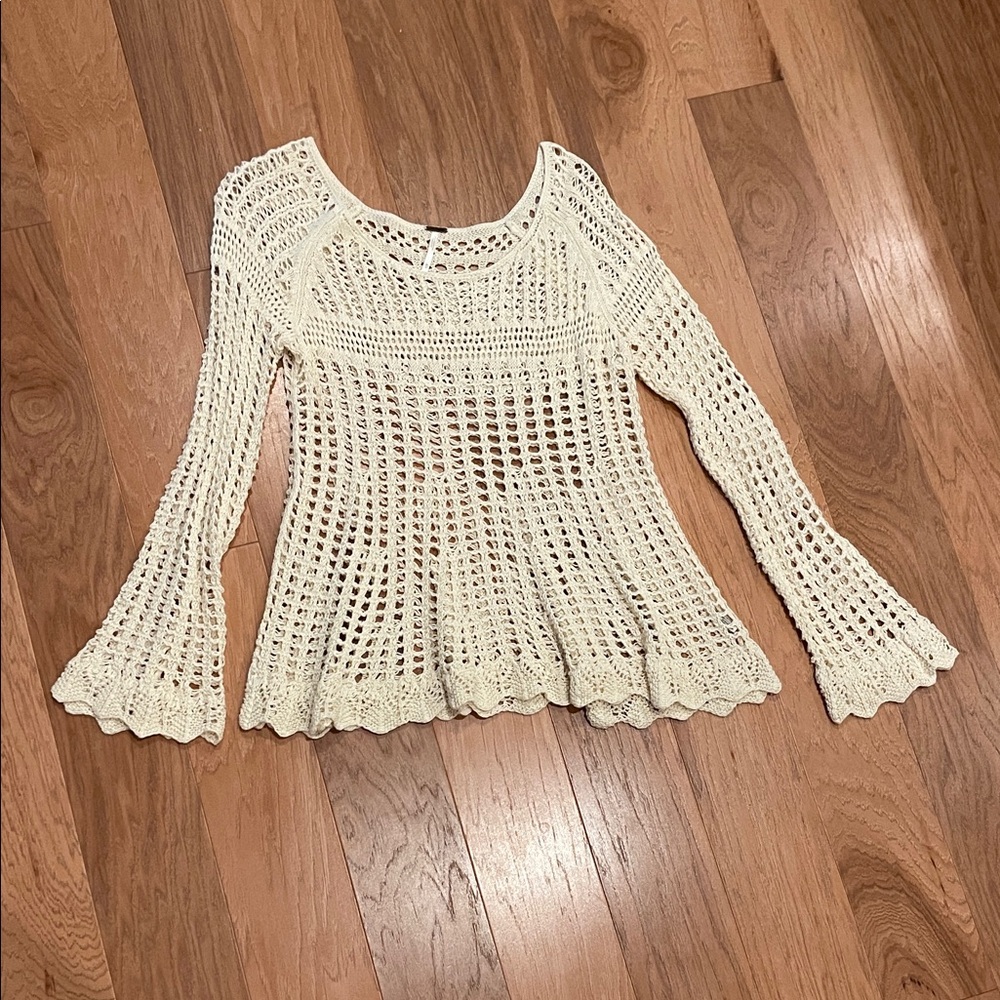 Free People Ivory Crochet Sweater